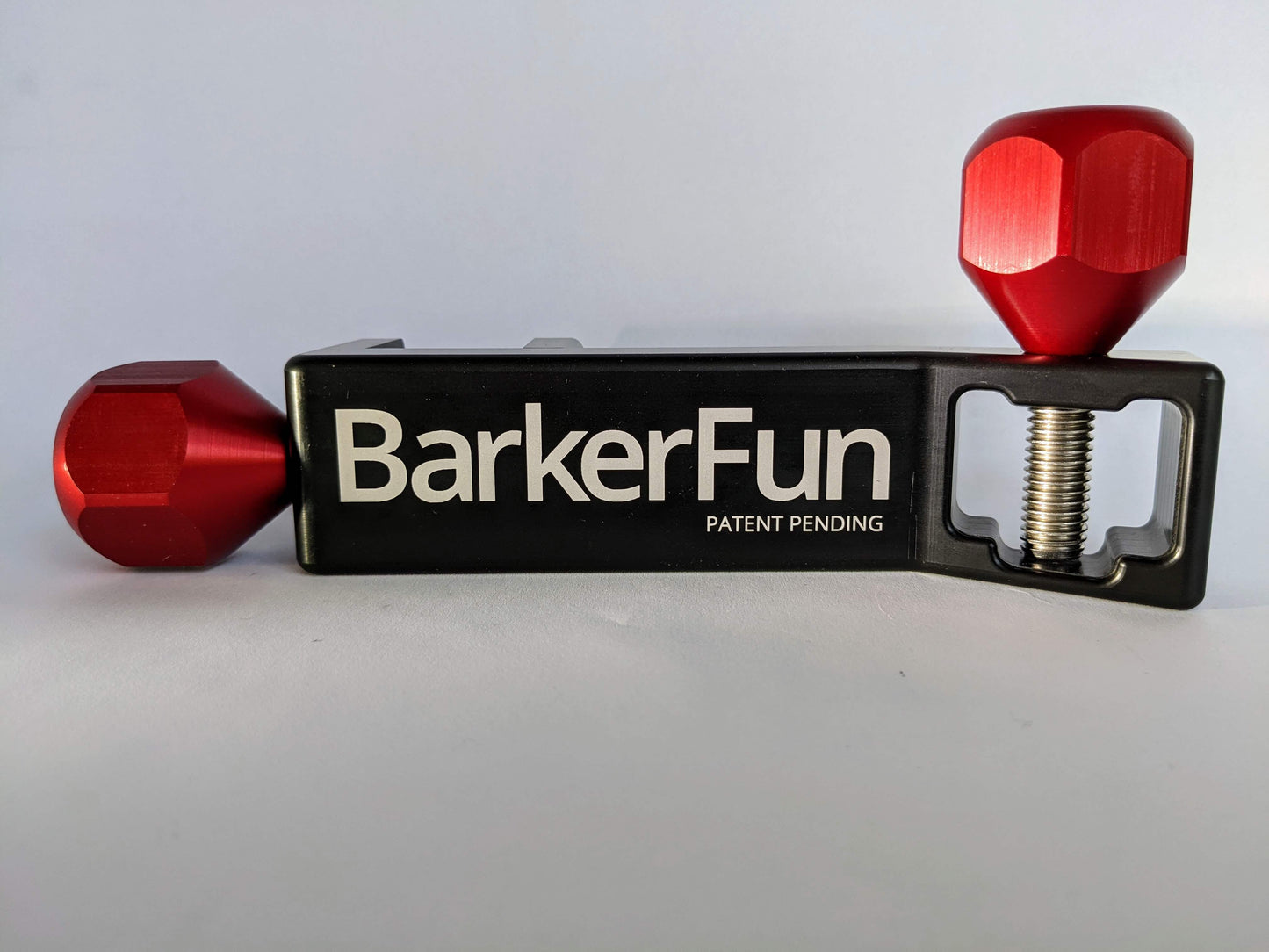 TreatClincher in Black with Red handles solid aluminum dog treat holder