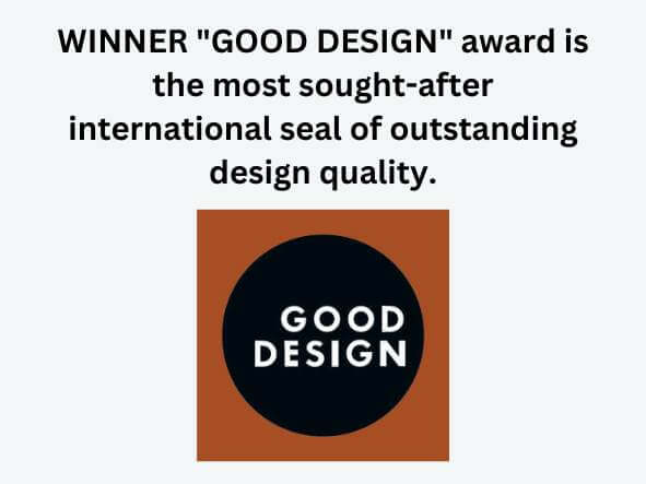 winner of the Good Design award and logo